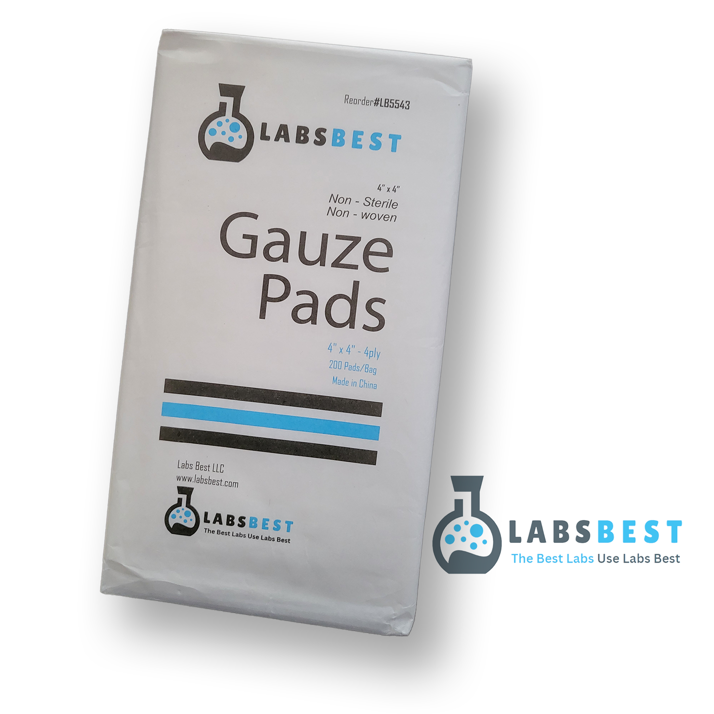 Labs Best Gauze Pads 4x4x4 ply Non-Woven (200/PK) - Case