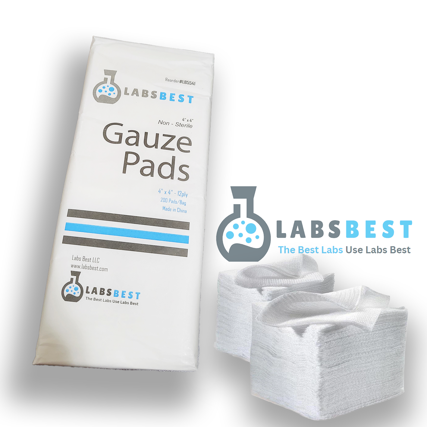 Labs Best Gauze Pads Non-Sterile Woven 4x4x12 ply (200/PK)