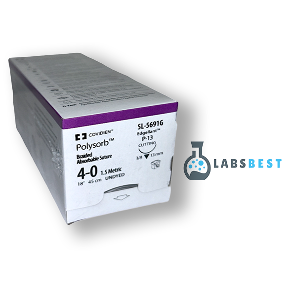 Covidien Suture, Size 4-0, 18 in. Length, Undyed Color, Lactomer 9-1 Glycolide, Lactide, Braided, 3/8 Circle