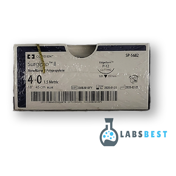 Covidien Size 4-0 Polypropylene Suture, P-12, Reverse Cutting, 19mm, 3/8 Circle (36/BOX)